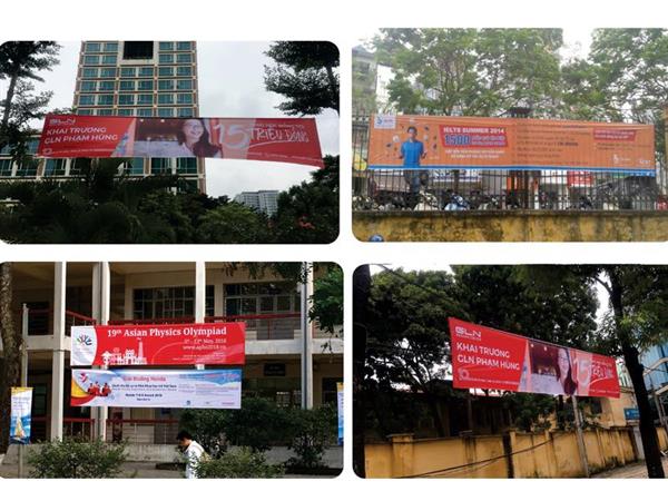 Thi công treo băng rôn tuyển sinh đại học