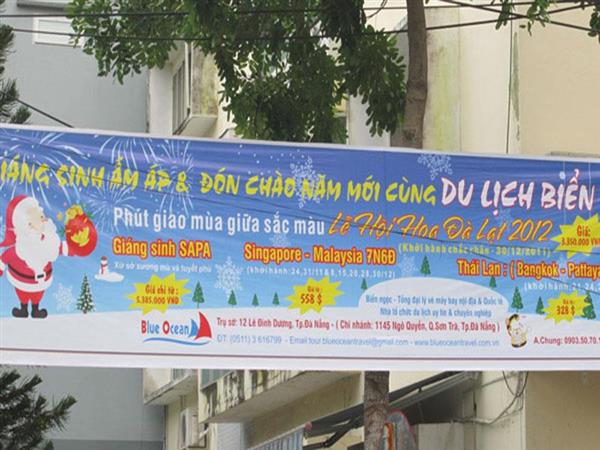 Quy trình treo băng rôn, cờ phướn tại Quảng cáo Tùng Dương
