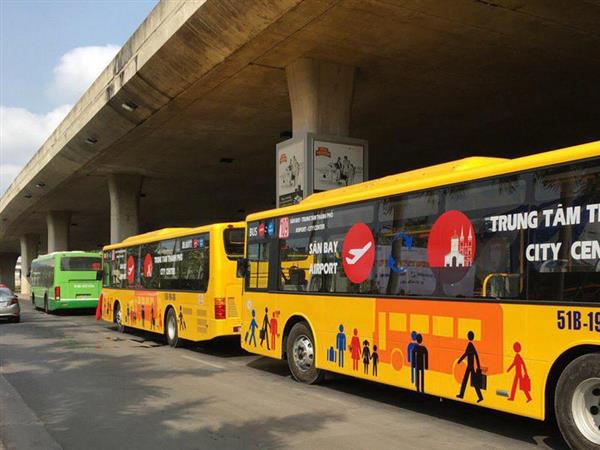 Thi công quảng cáo trên xe bus sân bay