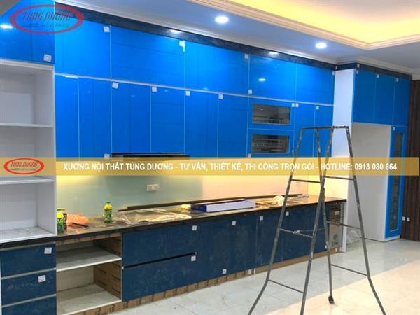 Mẫu tủ bếp Inox cánh Acrylic NTTD-018-1
